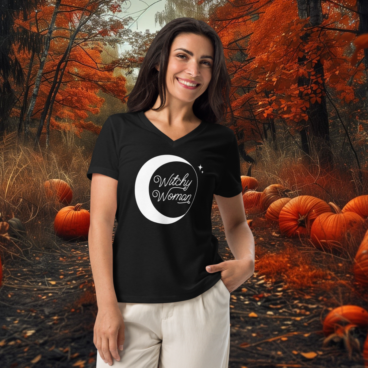 Witchy Woman Moon | Women’s Relaxed V-Neck
