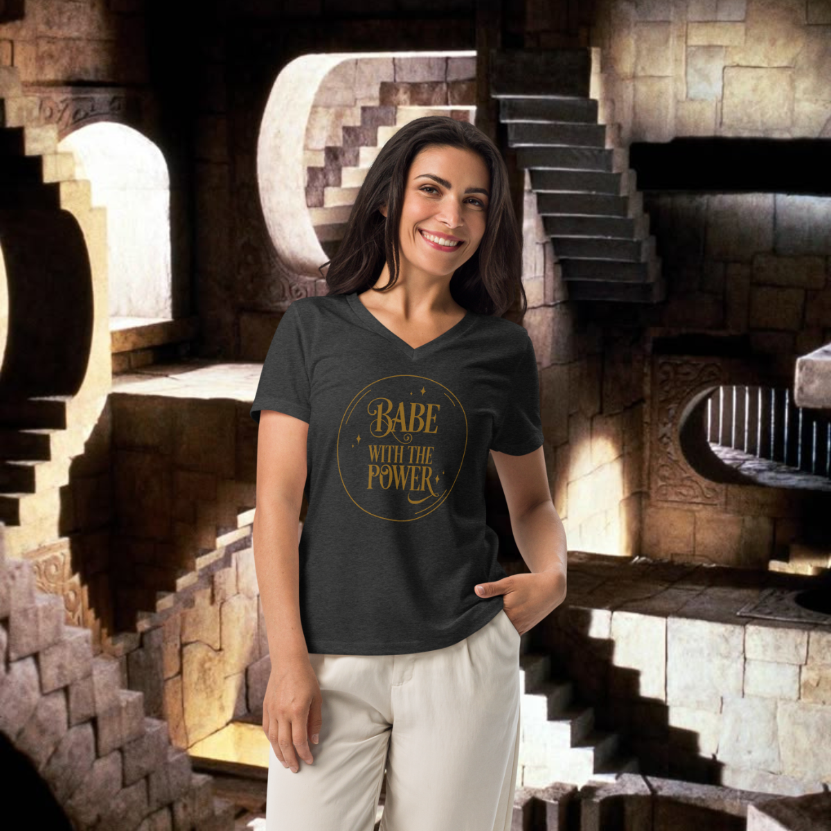 Babe with the Power (Gold) | Women’s Relaxed V-Neck