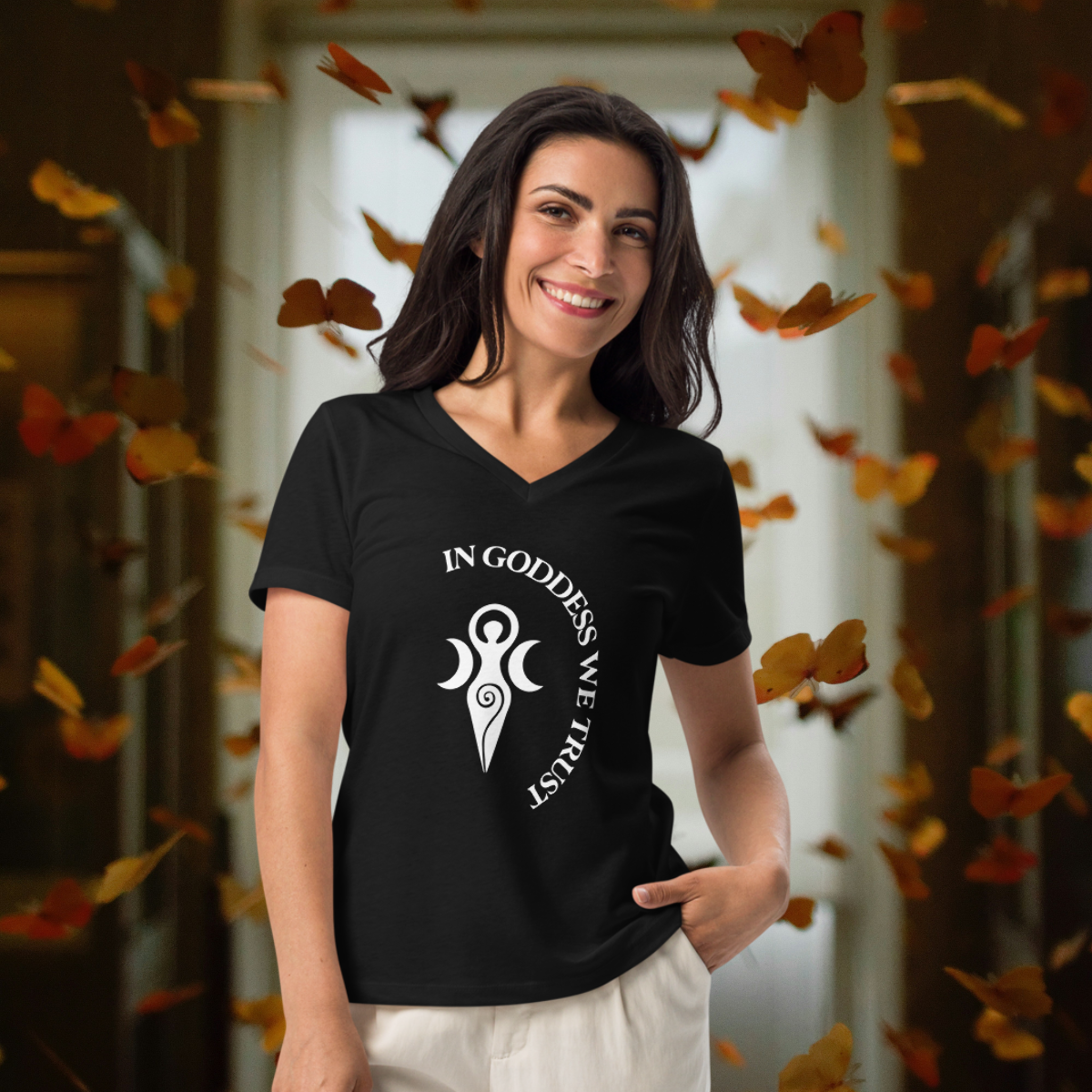 In Goddess We Trust | Women's Relaxed V-Neck