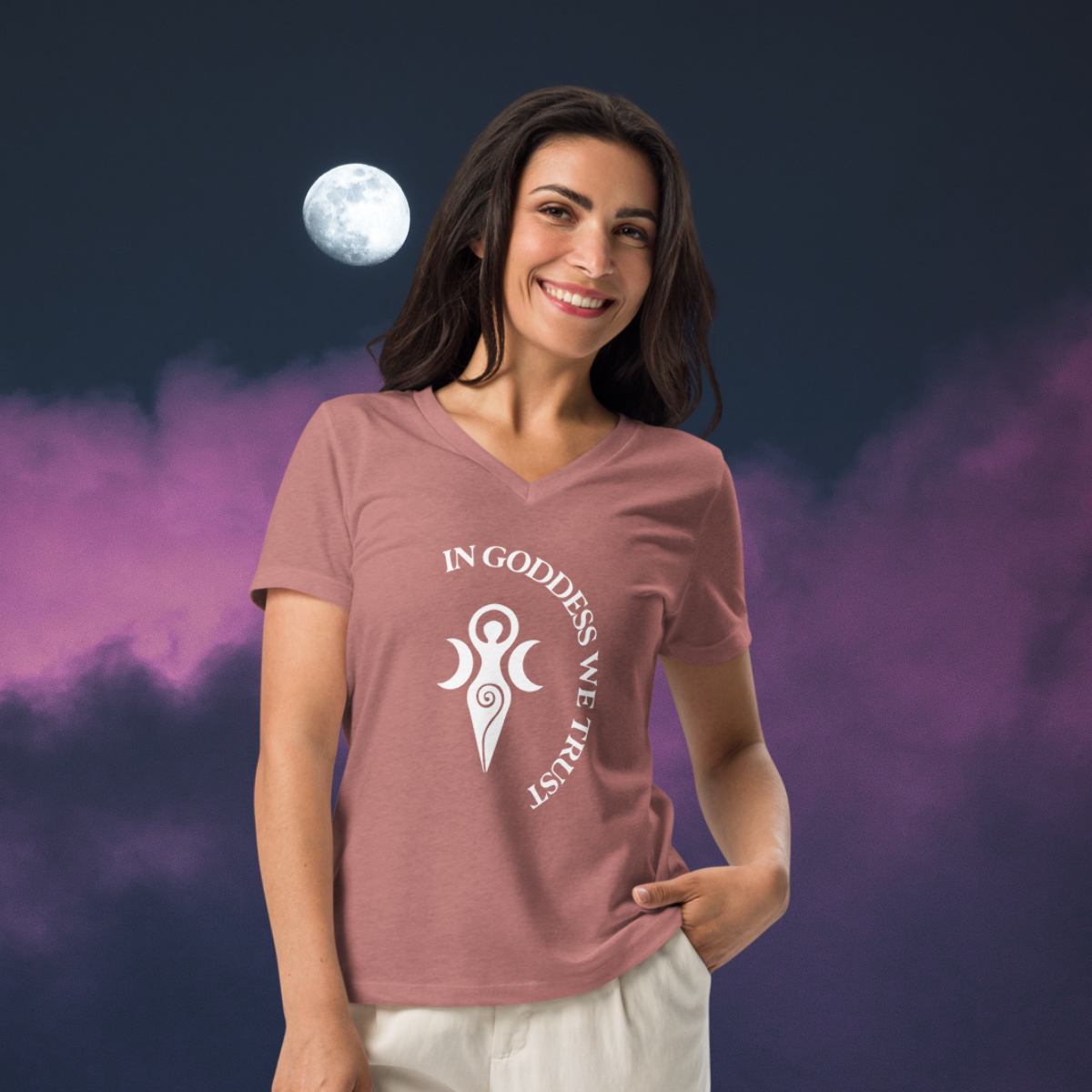 In Goddess We Trust | Women's Relaxed V-Neck