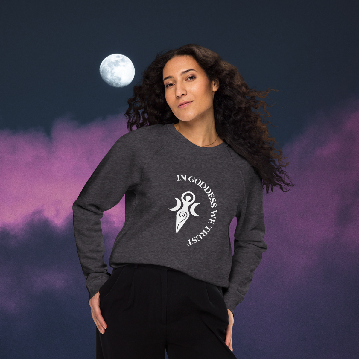 In Goddess We Trust | Unisex Organic Raglan Sweatshirt