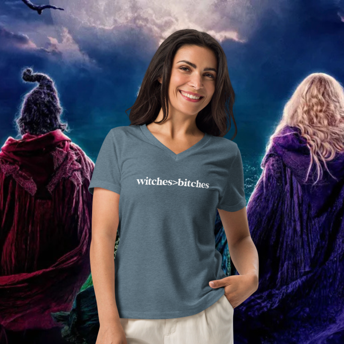 Witches > Bitches | Women's Relaxed V-Neck