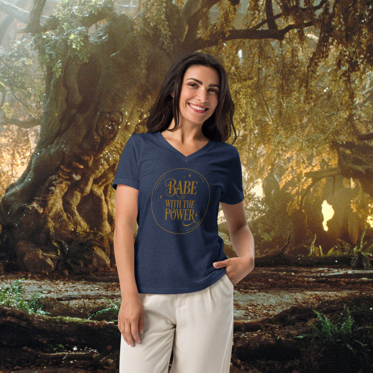 Babe with the Power (Gold) | Women’s Relaxed V-Neck