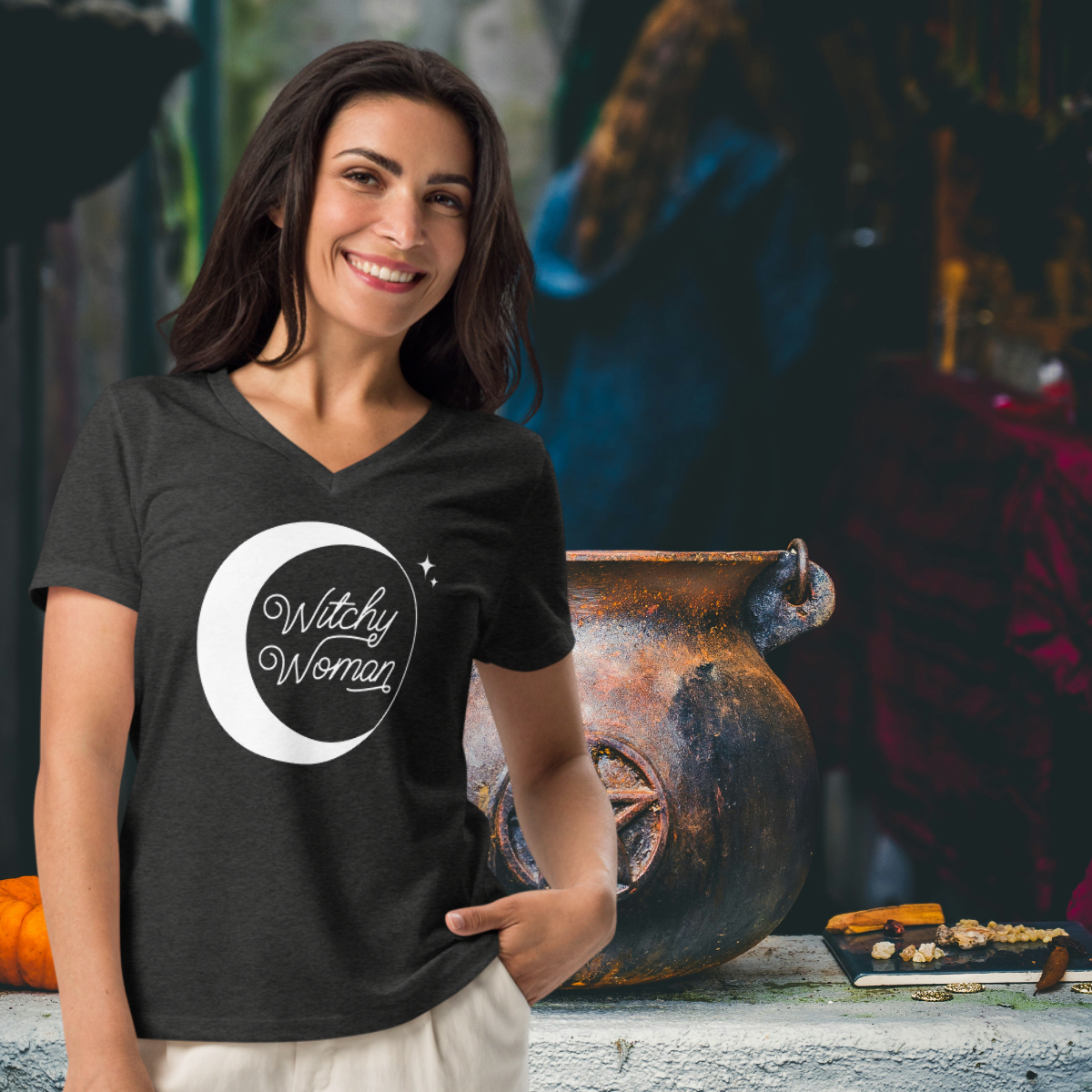 Witchy Woman Moon | Women’s Relaxed V-Neck