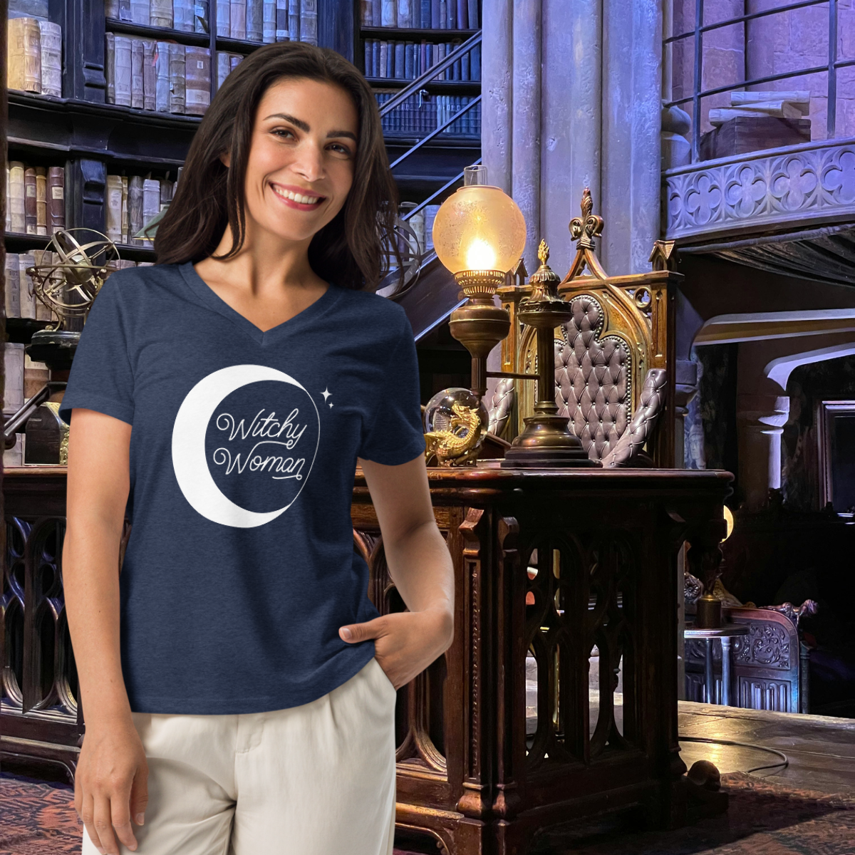 Witchy Woman Moon | Women’s Relaxed V-Neck