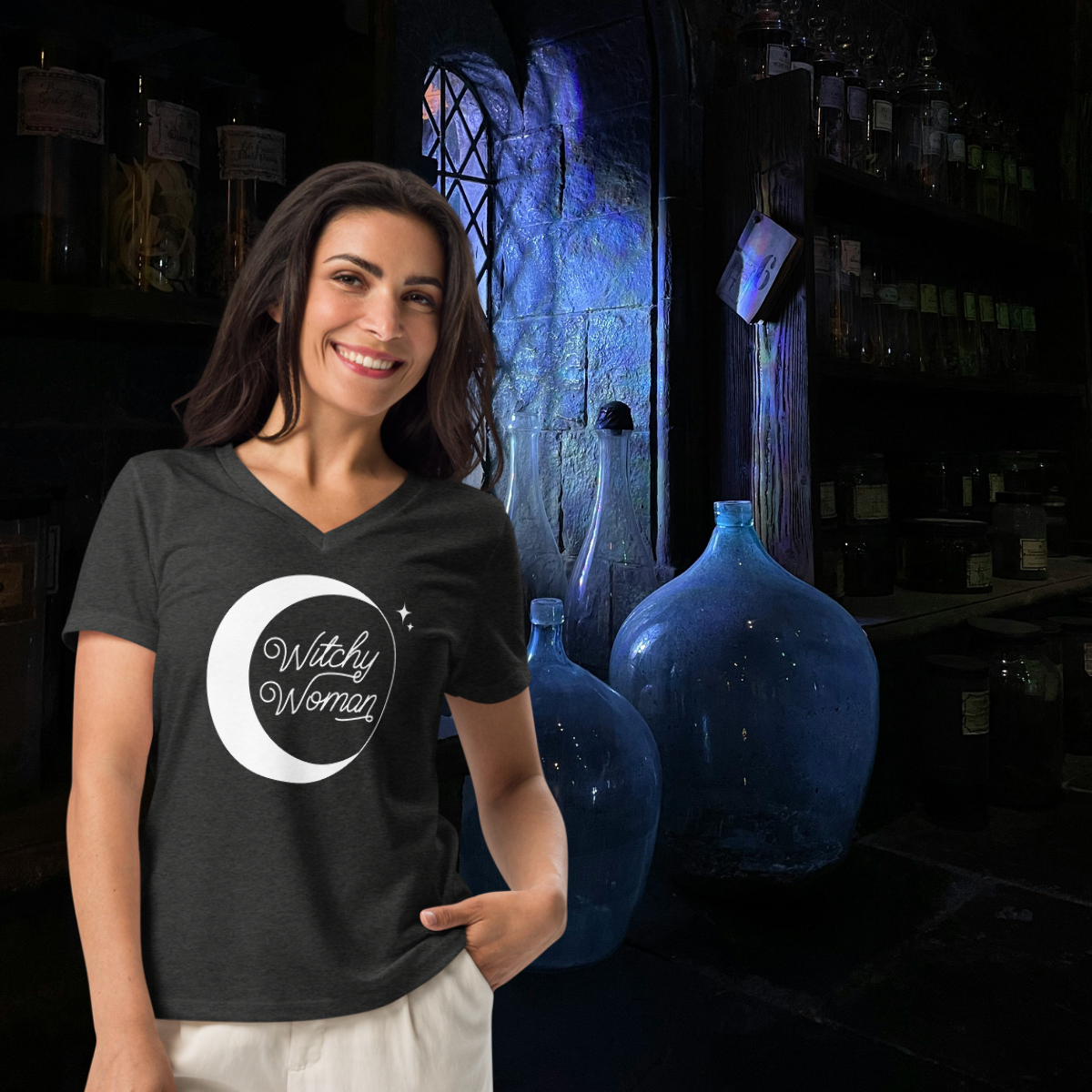 Witchy Woman Moon | Women’s Relaxed V-Neck
