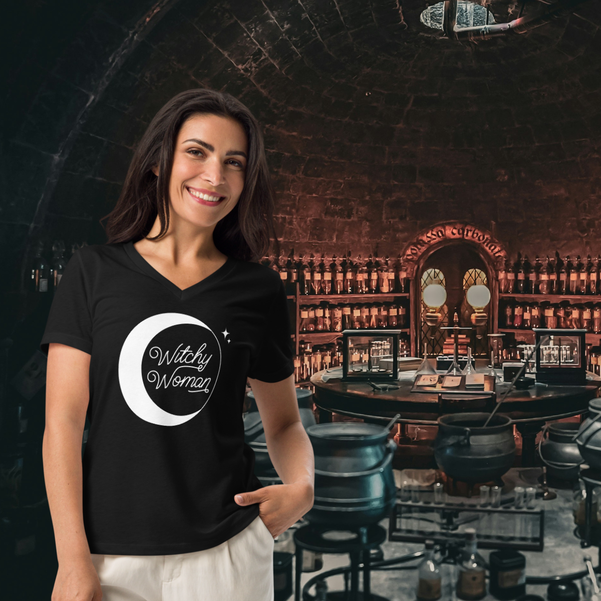 Witchy Woman Moon | Women’s Relaxed V-Neck